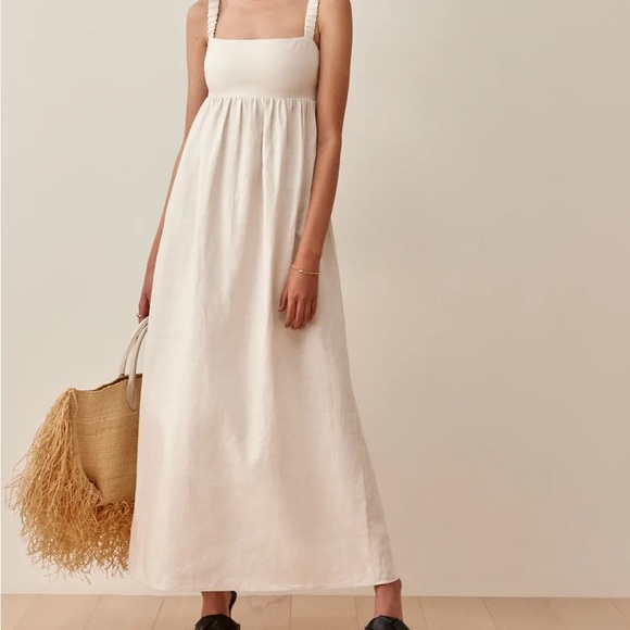 Reformation Tana Linen Dress in Cream - Picture 4 of 8